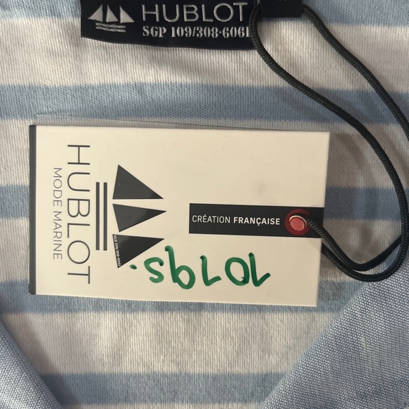 Hublot Light Blue and White Striped 100% Cotton Nautical Top - Picture 5 of 7